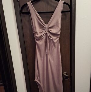 Ruched Sleeveless Dress in Mauve